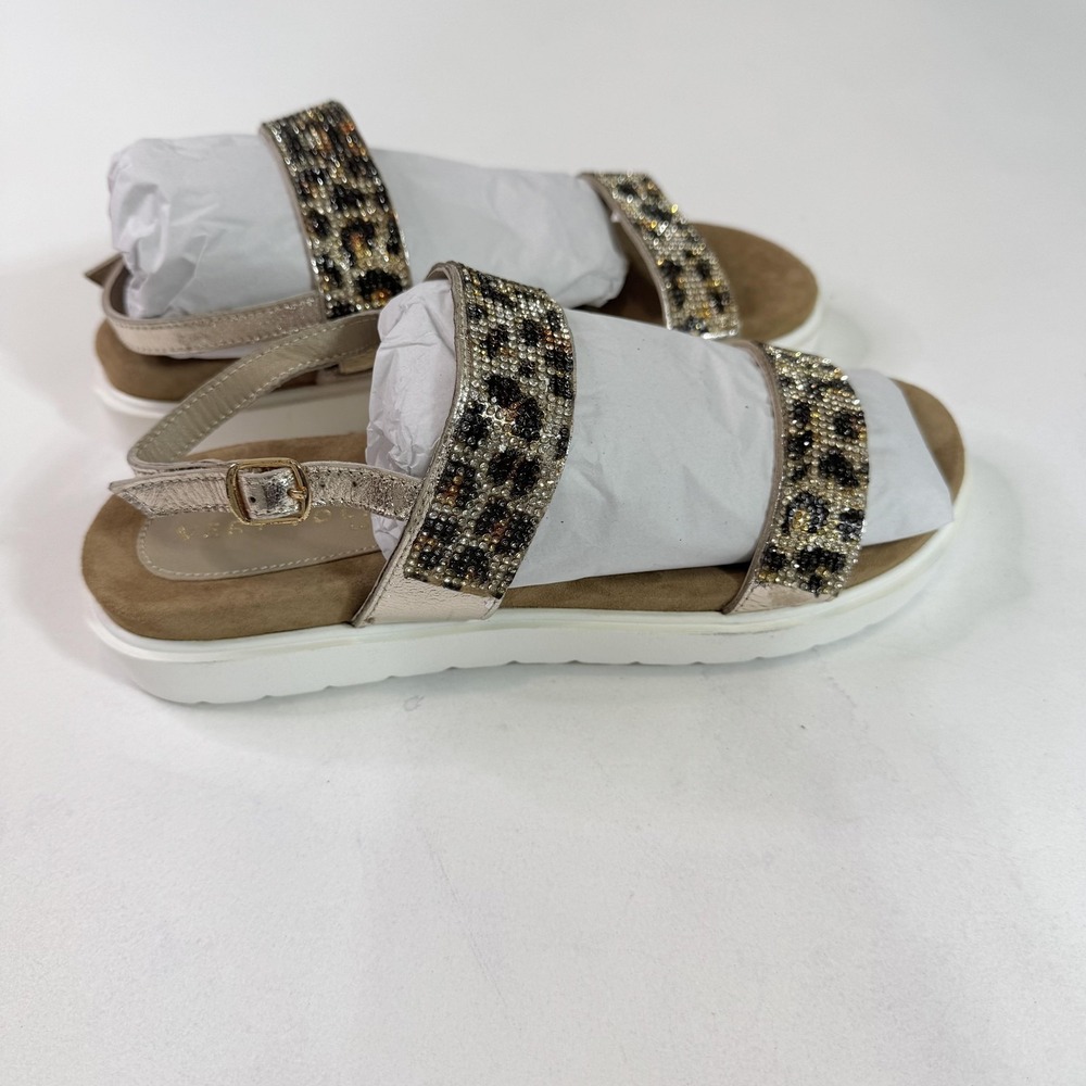 Very Volatile Hotness Shoes Womens Size 8 Leopard Beaded Sandals Leather Upper